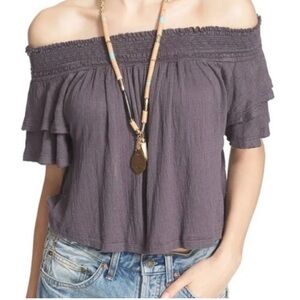 FREE PEOPLE: Purple Santorini Strapless Casual Top